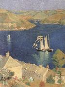 Joseph E.Southall The Three-Masted Schooner oil painting on canvas